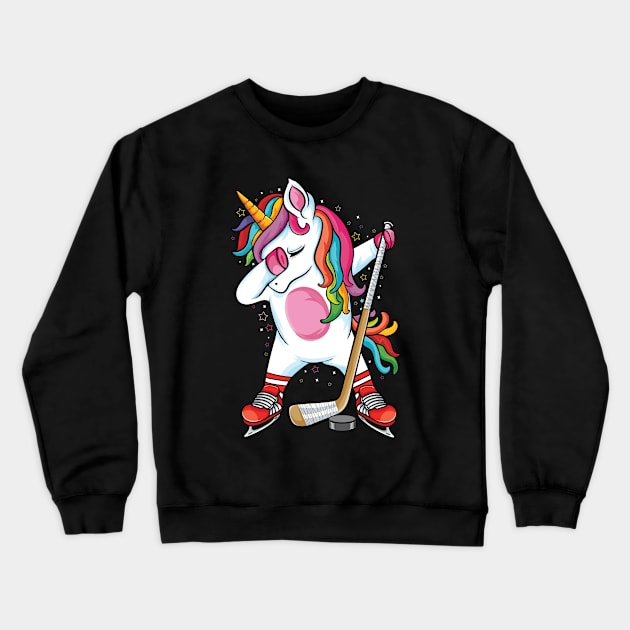 Dabbing Unicorn Ice Hockey Kids Boys Girls funny ice Hockey Crewneck Sweatshirt by UNXart